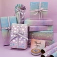 thumbnail image 3 of Holographic Glitter Wrapping Paper Roll 43cm x 3m - 4 Romantic Patterns Hearts Love Roses Stripes Shimmery Pastel Pink Blue Gift Wrap for Valentine’s Day Birthdays Wedding Party Decor, 3 of 9