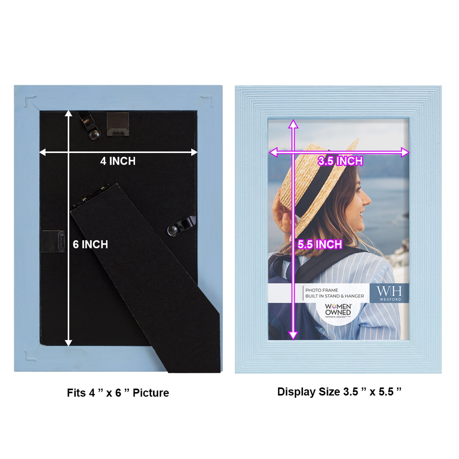 Grooved 4 in. x 6 in. Blue Picture Frame (Set of 2)