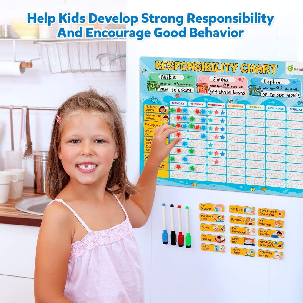 One Multiple Kids Magnetic Behavior/ Star/ Reward/ Responsibility Chore Chart 