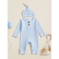 thumbnail image 4 of BemeyourBBs Preemie Newborn Going Home Outfit Baby Boy Girl Ribbed Knit Romper Hat Set Long Sleeve Button One Piece Jumpsuit Spring Fall Winter Sleepers Clothes, 4 of 9