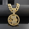thumbnail image 3 of Men Women Hip Hop Hourglass Pendant Necklace 15mm Crystal Cuban Chain Iced Out Bling Necklaces Fashion Charm Jewelry, 3 of 6
