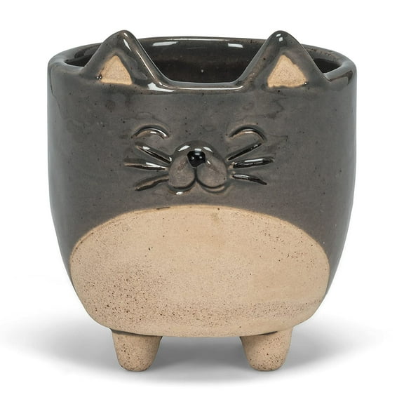 Abbott Collection 27-CRITTER-829-SM Small Cat on Legs Planter, Grey