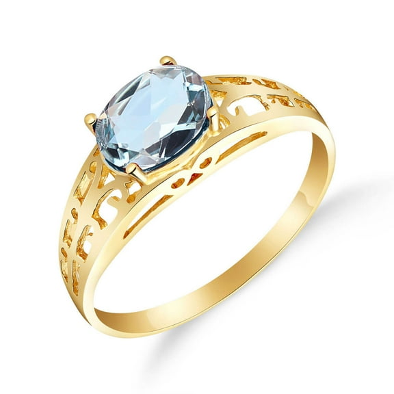 Galaxy Gold Size 7.0  14K Solid Yellow Gold Filigree Ring With Natural Aquamarine Grade AAA