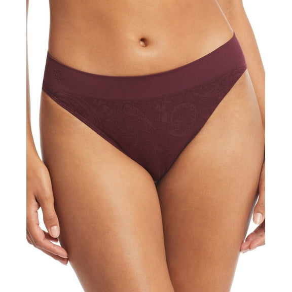 Lauren Ralph Lauren Women's Seamless Hipster Bikini Brief - Pinot Noir, Size Medium