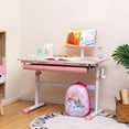 thumbnail image 2 of Costway Height-Adjustable Kids Study Desk with Tilt Desktop and Book Stand, Pink, 2 of 9