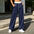 thumbnail image 6 of PInxai Sweatpants for Women Drawstring Elastic Waisted Loose Casual Workout Pants Comfy Trousers with Pockets,Navy,XS, 6 of 6