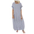 thumbnail image 2 of EIMELI Robe Décontractée pour Femmes Robe Décontractée pour Femmes à Pois Manches Courtes Col Rond Robe Maxi Vêtements pour Femmes G Noir, 2 of 3