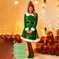 thumbnail image 5 of Women's Christmas Elf Costume Santa's Helper Costume Cute Doll Collar Dress with Stockings, Belt, Hat, Boots for Holiday Cosplay Party, 5 of 8