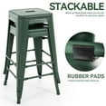 thumbnail image 3 of 24 inch High Barstools Set of 2, Counter Height Metal Bar Stools, Indoor/Outdoor Stackable Bartool Industrial Backless Stools(Deep Green), 3 of 9