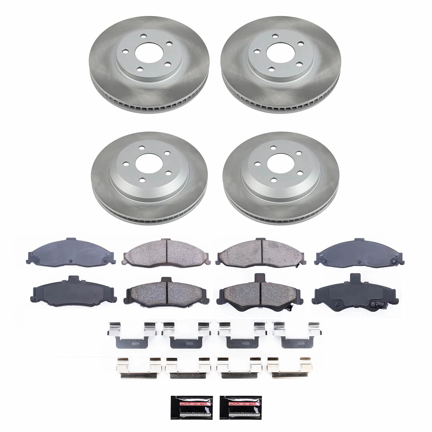 PowerStop Front and Rear Semi-Coated Rotor and Low-Dust Ceramic Brake Pad Kit SC1548