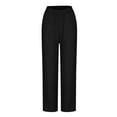 thumbnail image 4 of Diufon Cargo Pant for Women Cotton Linen Casual Trouser Solid Color High Rise Multipocket Casual Pants (XX-Large, Black), 4 of 6