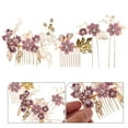 thumbnail image 2 of Miangastore Ensemble de 4 Peignes de Mariage Faits à la Main, Accessoires de Cheveux Floraux avec Strass (Violet), 2 of 8