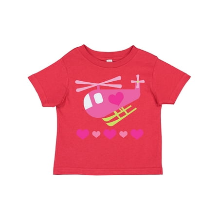 

Inktastic Valentine Pink Heart Helicopter Gift Toddler Boy or Toddler Girl T-Shirt