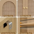 thumbnail image 5 of Rattan Storage Cabinet, Floor Cabinet with 2 Rattan Decorated Doors & Adjustable Shelves, Buffet Cabinet with 3 Drawers, Entryway Cabinet for Living Room, Dining Room,Hallway, Natural KBG005M, 5 of 6