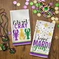 thumbnail image 2 of Mardi Gras Kitchen Towels Set of 2,Purple Fleur De Lis Crayfish Dish Towels 18x26 Inch Drying Dishcloth,Farmhouse Home Mardi Gras Carnival Seasonal Holiday Decorations, 2 of 6