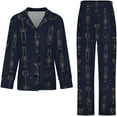 thumbnail image 4 of Top-kevin Pajama Sets for Womens Gingerbread Candy Canes Hearts Loose Button Down Long Sleeve Shirts And Pants Set, 4 of 12