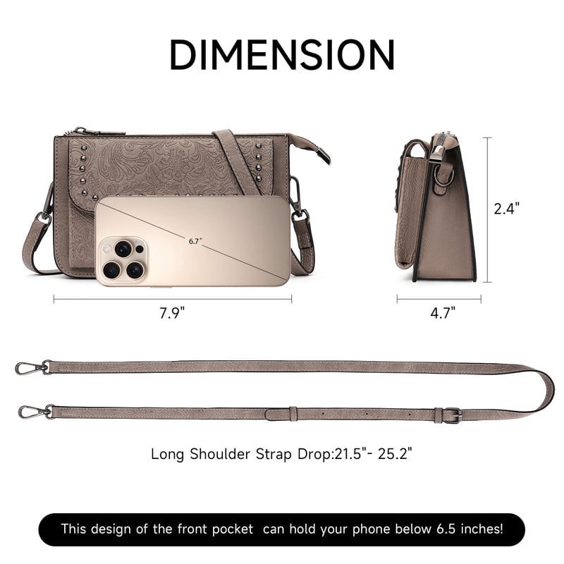 FALAN MULE Small Crossbody Bags for Women Vegan Leather Cell Phone Purse with Adjustable Strap