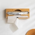 thumbnail image 4 of Dispensador de papel de cocina con caja cortadora de película adhesiva, soporte de corte de bolsa fresca de bambú, bolsa de basura y bolsa de plástico, 1 ud., 4 of 4