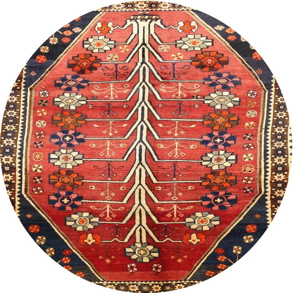 Ahgly Company Indoor Round Traditional Red Persian Area Rugs, 4' Round
