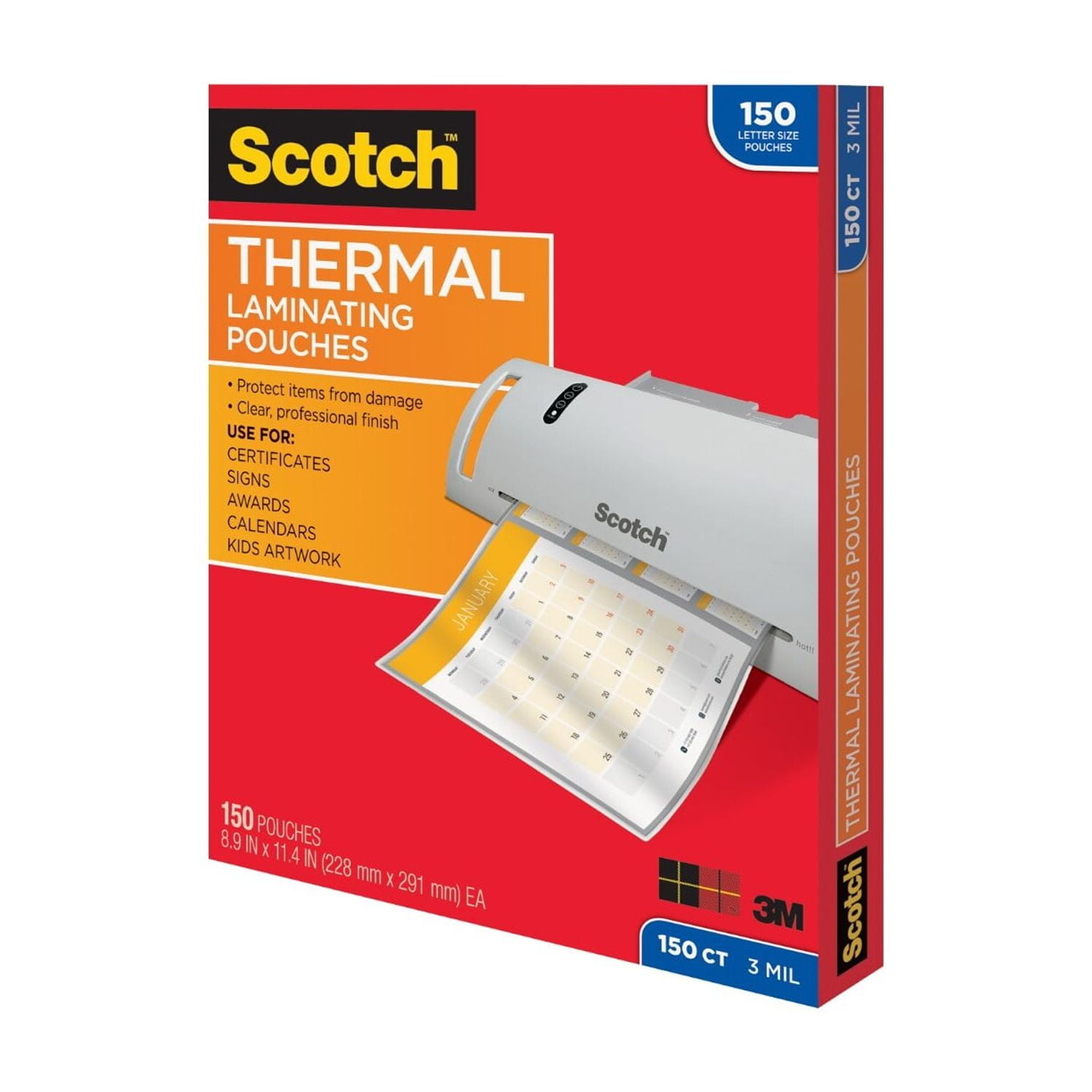 Scotch Thermal Laminating Pouches, 8.5"x 11", Letter Size, 3 Mil Thick, 150 Count