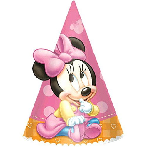 Disney Baby Minnie Mouse 1st Birthday 8-pc Cone Hats Birthday Party Supplies 