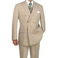 thumbnail image 2 of Hand Tailored 2pc Men's Glen Plaid Pattern Suit, Blazer & Pants w/1 Pair of Socks - Beige 52R, 2 of 2