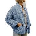 thumbnail image 1 of ITFABS Women Stand Collar Long Sleeve Solid Color Full Zip Quilted Jackets, 1 of 7