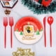 thumbnail image 5 of Decoraciones para fiestas navideñas, platos desechables, platos de Papá Noel con dibujos animados, juego de vasos de papel, cubiertos para fiestas, cubiertos desechables, 5 of 7