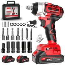 Mdon 600N.m/5310 lbf-in Brushless Impact Wrench,1/2" Cordless Impact Gun, 2 Battery & 5 Sockets & 7 Screw drill head, 3500RPM Power Electric Impact Driver for Car/DIY Furniture/Lawn Mower