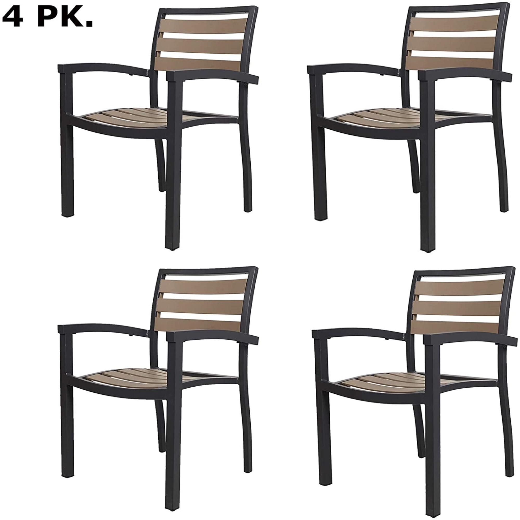 KARMAS PRODUCT 4PK Patio Chairs Outdoor Dining Chair Stackable Armchair