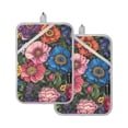 thumbnail image 7 of Yayeee Pot Holders Kitchen Heat Resistant with Pockets 7"x9.8" Cotton Oven Cooking Hot Pads, Vibrant Blooming Flowers, 7 of 7