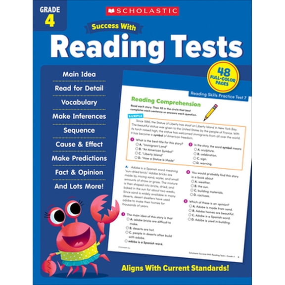 Pre-Owned Scholastic Success with Reading Tests Grade 4 Workbook (Paperback) 1338798650 9781338798654