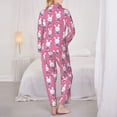 thumbnail image 6 of Goofa Rabbit Holding Flowers Printed Women’s 2 Piece Pajama Set Super,Pajamas Women's Long Sleeve Sleepwear Soft Button Down Loungewear Pjs Lounge Set Nightwear-, 6 of 9