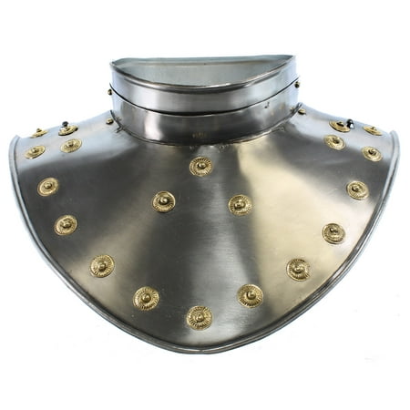- GORGET NECK ARMOR - Steel with Brass - MEDIEVAL COSTUME