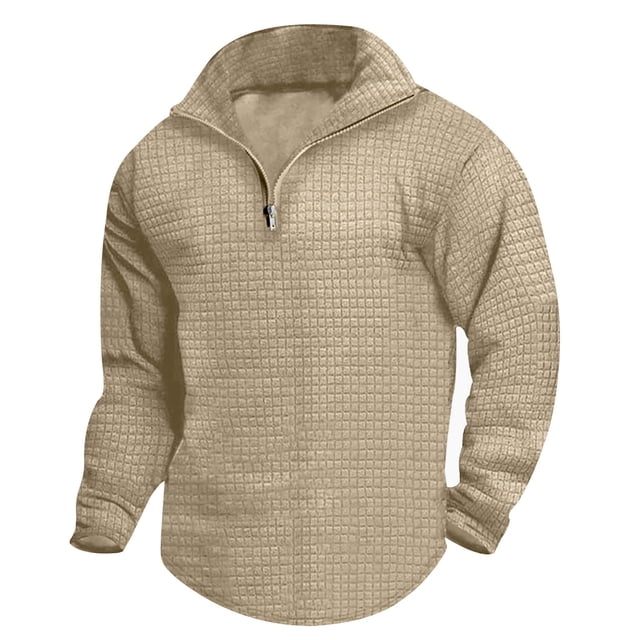 pstuiky Camisas casuales de manga larga para hombre, Camisa de manga larga con cuello alto y cremallera para hombre camisetas de hombre xl