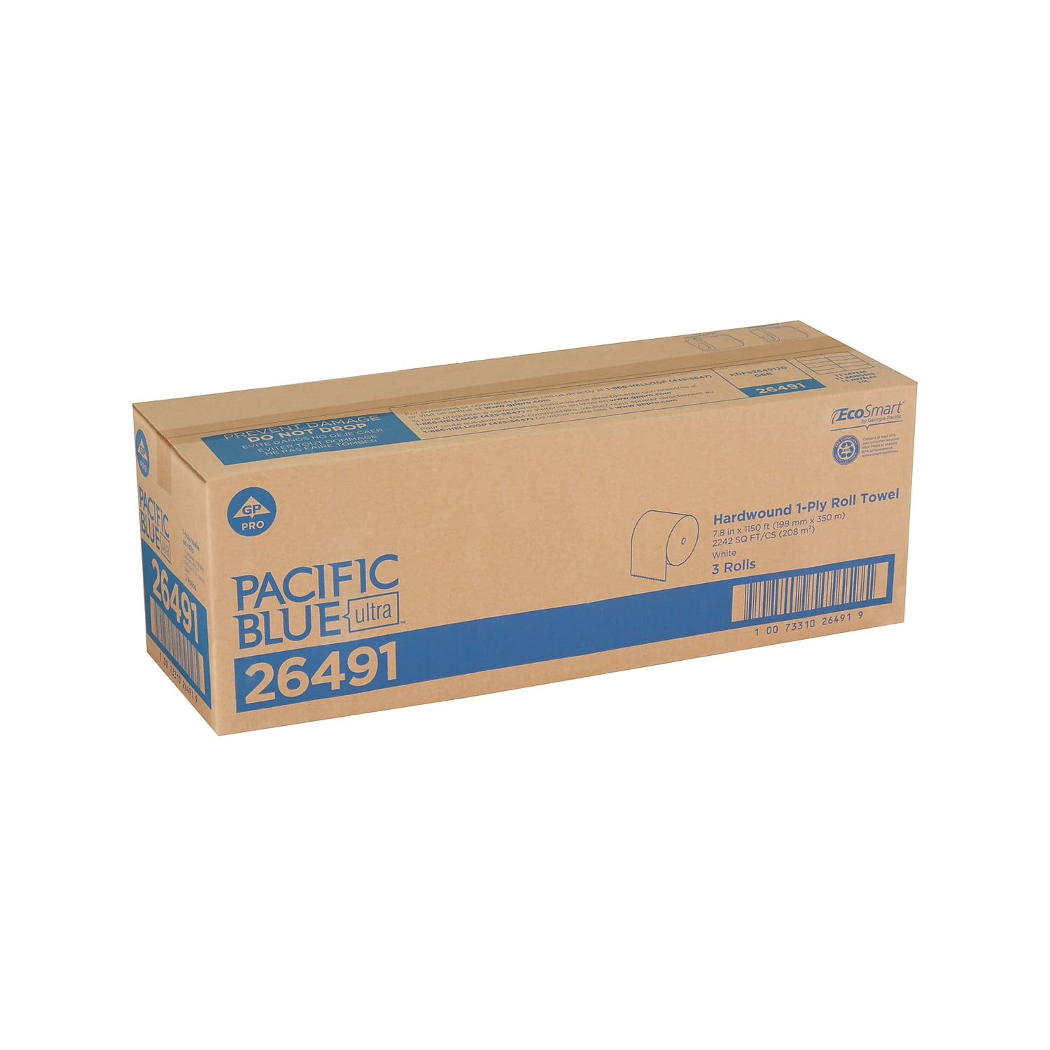 Pacific Blue Ultra Paper Towels White 7.87 x 1150 ft 3 Roll/Carton 26491