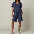 thumbnail image 2 of vigerkar 2 Piece Sets for Women Summer Lounge Sets Short Sleeve Sweatsuit V-neck Tops and Drawstring Shorts Outfits Tracksuit (Dark Blue, 3XL), 2 of 8