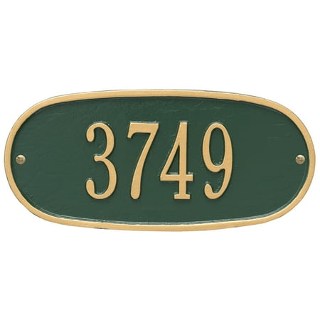 Plaque Std 1-Line Address Wall Plaque in Green and Gold