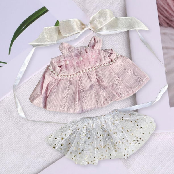 Falda con tirantes CUTICAT para muñecas de peluche Juego de simulación de moda Ropa de bricolaje rosa