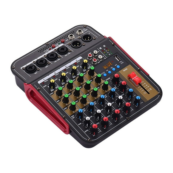 Yeacher TM4 Digital 4-Channel Audio Mixer Mixing Console Built-in 48V Phantom Power with BT Function Professional Audio System for Studio Recording Broadcasting DJ Network Live