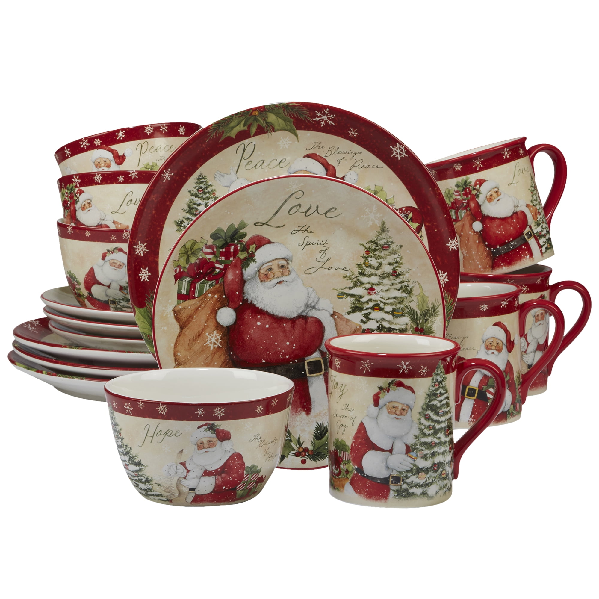 Holiday Wishes 16pc Dinnerware Set - Walmart.com - Walmart.com