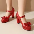 thumbnail image 3 of SACFOF Women's Sequins Glitter Mary Jane Shoes Shine Sparkly Vintage Chunky High Block Heel Women Pumps with Bow and Ankle Strap Rockabilly Cosplay Kawaii Marriage Mary Jane Dress Pumps, 3 of 6