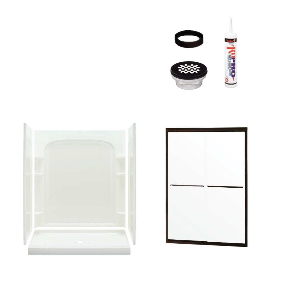 Sterling 72235475DRC Ensemble Vikrell Alcove Shower Wall, Base, And Door Kit, 34in L x 60in W
