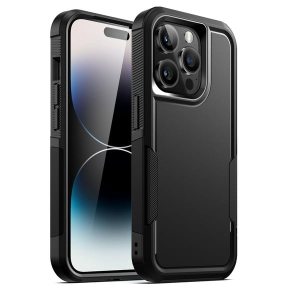 JETech Case for iPhone 14 Pro 6.1-Inch, Heavy Duty Dual-Layer Rugged Protection, Shockproof Protective Tough Phone Cover with Matte Back (Black)