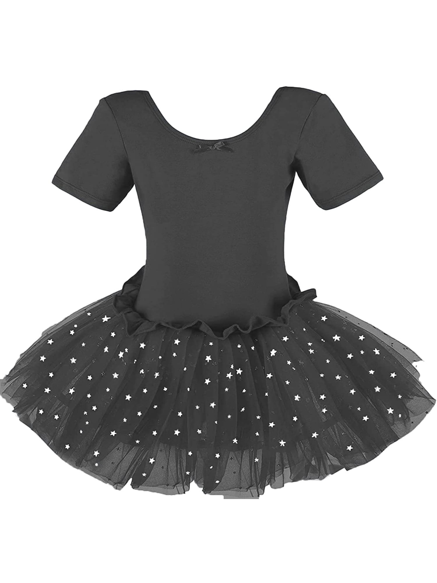 Kids4ever Girls Ballet Leotards for Dance 3-11T Kids Ruffle Short Sleeve Gymnastics Tutu Dress with Sparkle Skirt 