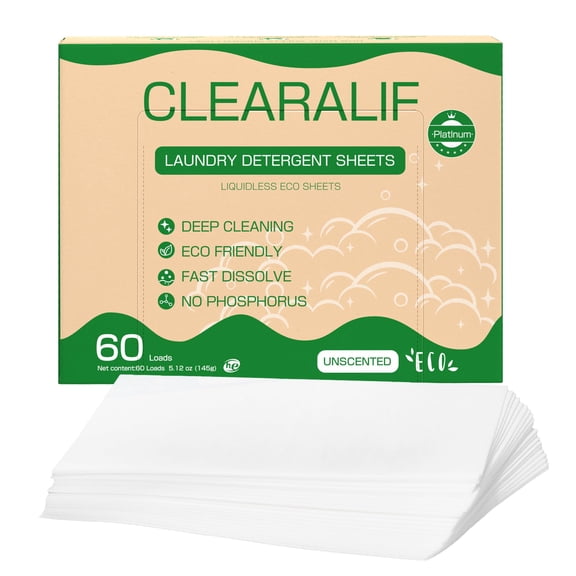 Laundry Detergent Sheets Up to 60 Loads Fresh Unscented Lightweight Eco Friendly