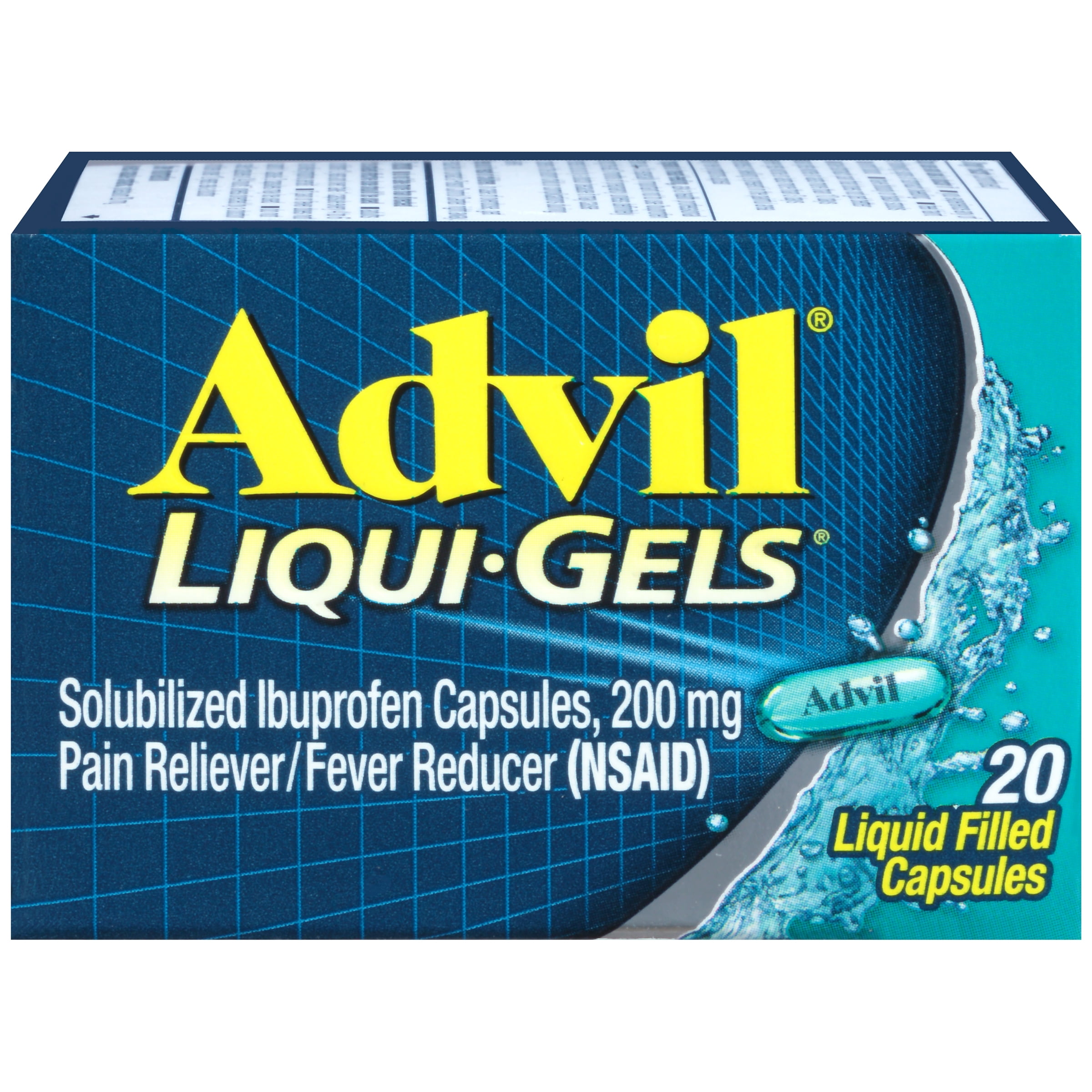 Advil LiquiGels Pain Reliever and Fever Reducer, Solubilized Ibuprofen 200mg, 20 Count, Liquid