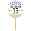 35th Birthday / Anniversary Novelty Burlap Cupcake Decoration Picks -12pack