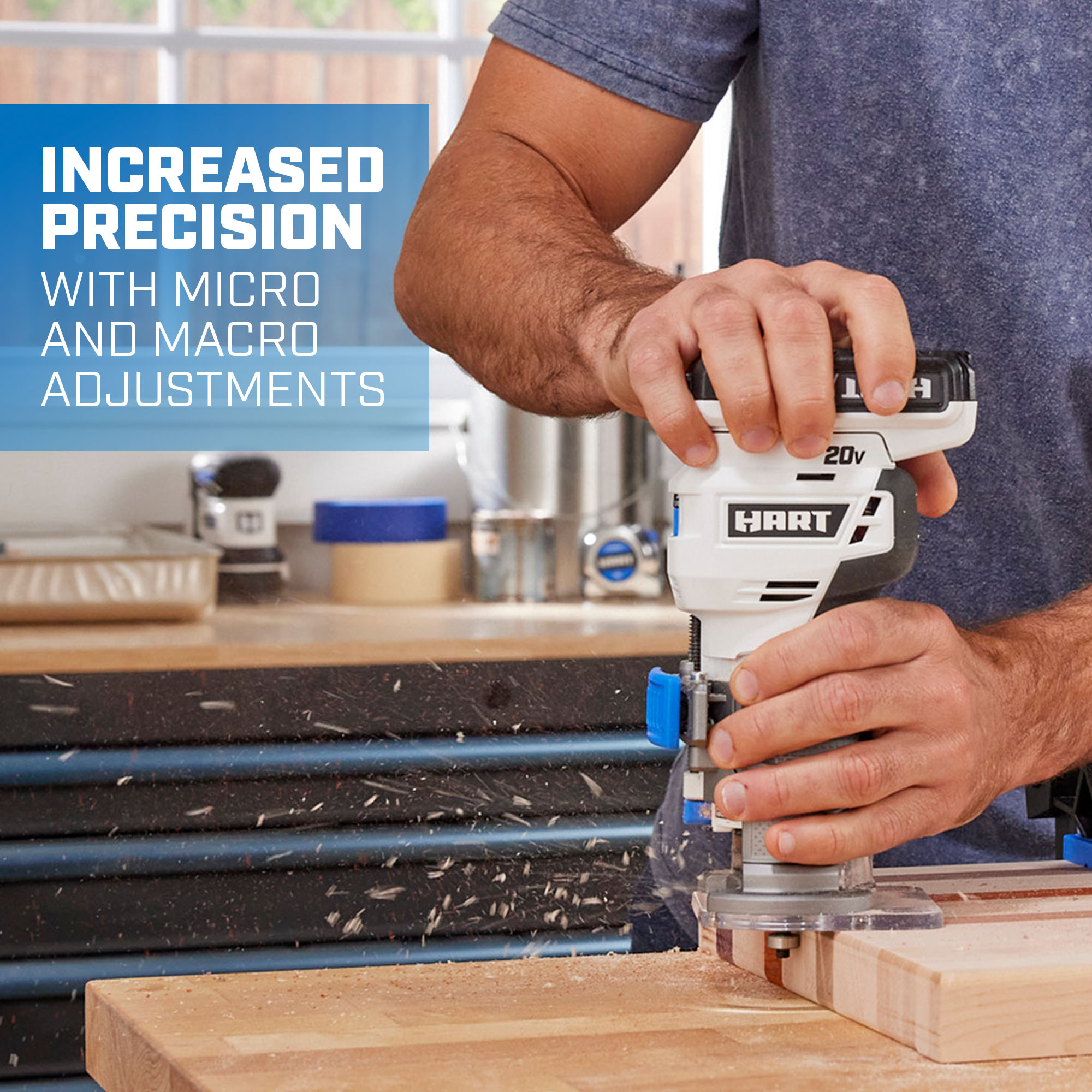HART 20-Volt Cordless Trim Router Kit for Cutting, Shaping and Trimming, (1) 2.0Ah Lithium-Ion Battery - image 5 of 14