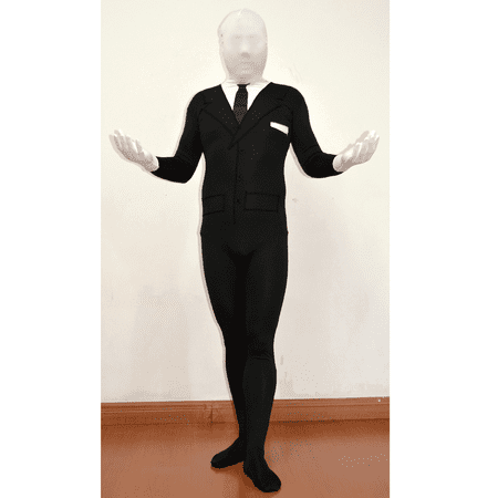 Slenderman Adult Spandex Costume Body Suit Tie Slender Man Mens